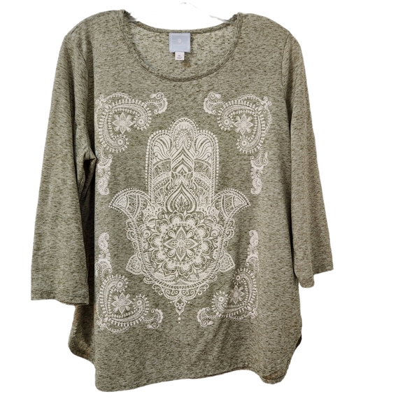 Sunday Hamsa Hand 3/4 Sleeve Top - XL - Picture 1 of 5